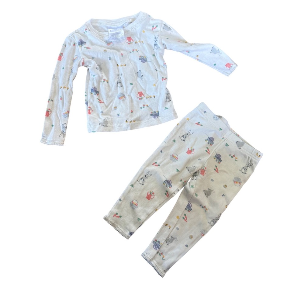 Tres beau et belle Bunny Easter print‎ two piece pajama set Pima cotton